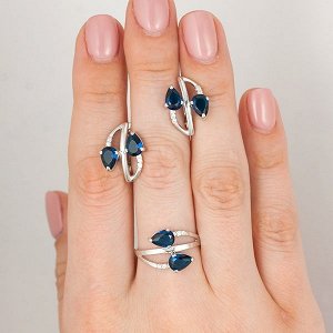 Серебряное кольцо с синими фианитами - 284