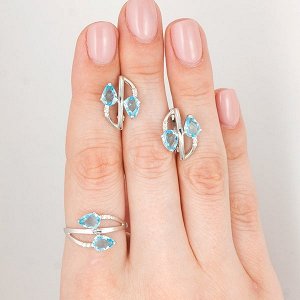 Серебряное кольцо с синими фианитами - 284
