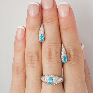 Серебряное кольцо с фианитом голубого цвета 184