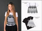 Кофта трикотаж+топ евросетка  кружева