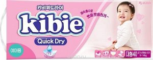 Kibie Подгузники  Quick Dry L(9-14кг.) д/девочек 40 шт.