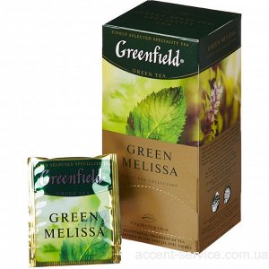 Чай Чай "Greenfield" Грин Мелисса зеленый чай и душистые травы. 
Натуральная композиция Грин Мелисса объединяет превосходный китайский чай и душистые травы. 
Естественный лимонный аромат мелиссы в соч