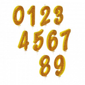 FNtastic Свеча для торта, цифра, гигант, 11 см, цвет золотой с блеском, (0-9)