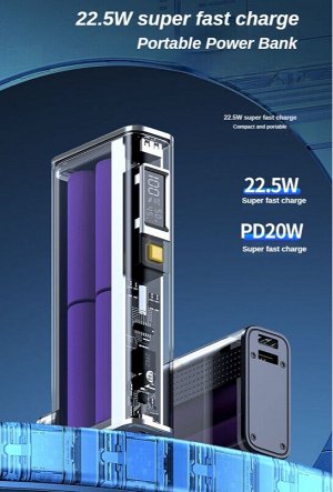 NEW ! Портативный аккумулятор Power Bank 30000 mAh 4.5A  22.5W