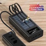 NEW ! Портативный аккумулятор Power Bank 30000 mAh 2.1A Солнечная батарея Black