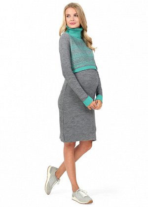 Платье "Юджин" для беременных и кормящих; цвет: сер меланж (aw17)