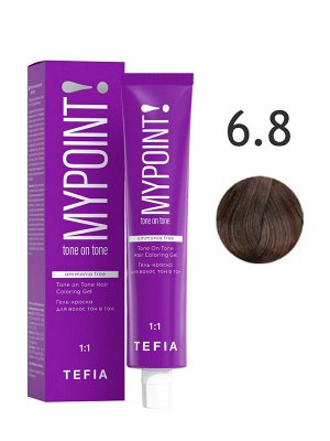 Тефия Краска для волос 6.8 темный блондин коричневый Гель краска Tefia MYPOINT tone on tone 60 мл Тефия