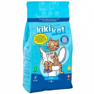 Бентонитовый наполнитель для кошачьего туалета &quot;KikiKat&quot; супер-белый комкующийся 10 л.