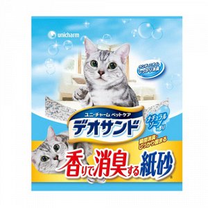 UNICHARM Наполнитель бумажный для кошачьего туалета, с дезодорирующими компонентами, 5 л