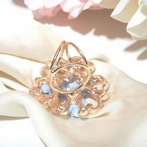 Кольцо для платка "Цветы незабудки", цвет голубой в золоте