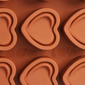 Форма силиконовая для льда и кондитерских украшений Доляна «Сладкое сердце», 21x10 см, 15 ячеек (2,9x2,7 см), цвет шоколадный