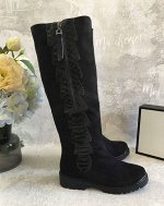 Сапоги зимние женские из экозамши с искусственным мехом