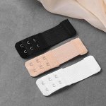 Застёжка-удлинитель для бюстгальтера, 3 ряда 2 крючка, 3,2 ? 10,5 см, 3 шт, цвет белый/бежевый/чёрный