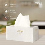 Салфетки бумажные Mioki двухслойные 220 шт, дизайн Белая/Розовая с цветами