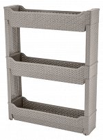 Этажерка &quot;Wenge&quot; на колесах 59,5х13,5х69см, 3 полки, цв.серый 221307735-04