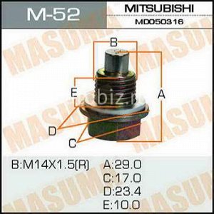 Болт маслосливной С МАГНИТОМ MASUMA  Mitsubishi *
