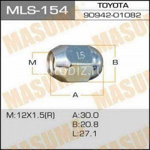 Гайка MASUMA Toyota, Daihatsu, Lexus, Mitsubishi, Honda  12x1.5 / под ключ=21мм *