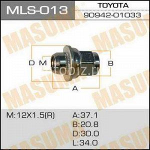 Гайка MASUMA  12x1.5  короткие с шайбой D 30mm / под ключ=21мм Toyota, Daihatsu, Lexus, Mitsubishi *