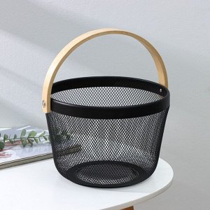 Корзинка для хранения LaDо*m, круглая, 26*26*18 см, чёрная