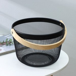Корзинка для хранения LaDо*m, круглая, 26*26*18 см, чёрная