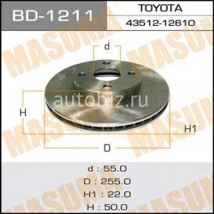 Диск тормозной MASUMA front COROLLA, FIELDER/ NZE12#, ZZE12#  [уп.2] *