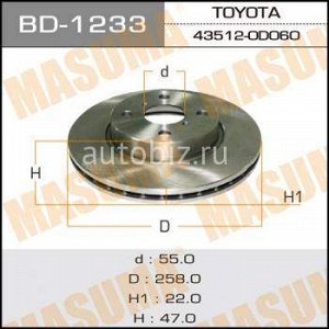 Диск тормозной MASUMA front YARIS/ KSP130, NLP130, NSP130  [уп.2] *