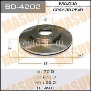 Диск тормозной MASUMA front MAZDA3, MAZDA5  03-  [уп.2] *