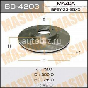 Диск тормозной MASUMA front MAZDA3, MAZDA5  03-  [уп.2] *