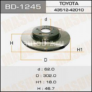 Диск тормозной MASUMA front RAV4/ SXA10L  [уп.2] *