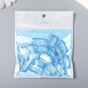 Бусины для творчества пластик "Колотый лёд. Синий" набор 15 шт 1,3х2,3х0,7 см
