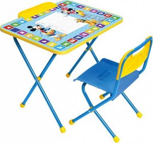 Набор мебели "Дисней-1" Микки Маус и друзья (пласт. стул) голубой.Высота стола 52 см