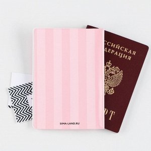 Обложка для паспорта, розовая полоска, ПВХ, полноцветная печать