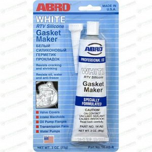 Герметик-прокладка ABRO White RTV Silicone Gasket Maker, силиконовый, белый, туба 85г, арт. 14-AB