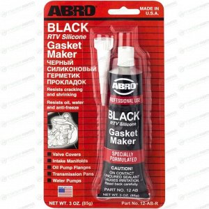 Герметик-прокладка ABRO Black RTV Silicone Gasket Maker, силиконовый, черный, туба 85г, арт. 12-AB