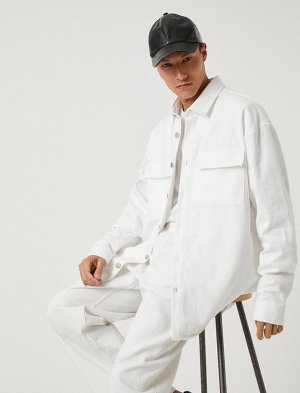 Базовая куртка-рубашка Классический воротник Карман на пуговицах Подробная информация