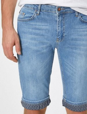 Обычный карман на талии Детализированные повседневные джинсовые шорты