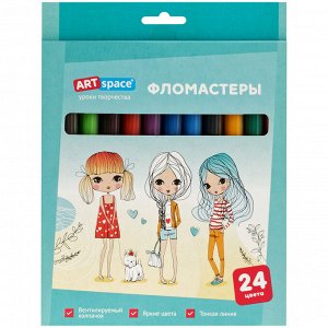 Фломастеры ArtSpace ""Модницы"", 24цв., смываемые, картон, европодвес