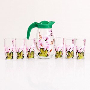 Набор для сока "Орхидея" художественная роспись, 6 стаканов 1250/200 мл МИКС