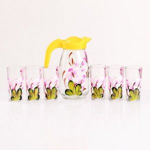 Набор для сока "Орхидея" художественная роспись, 6 стаканов 1250/200 мл МИКС