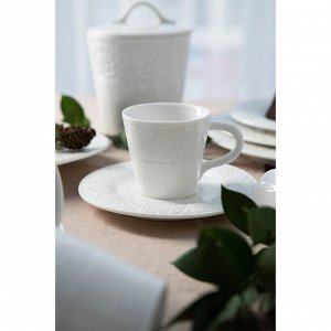 Кофейная пара фарфоровая Magistro Сrotone, чашка 100 мл, блюдце d=15 см, цвет белый