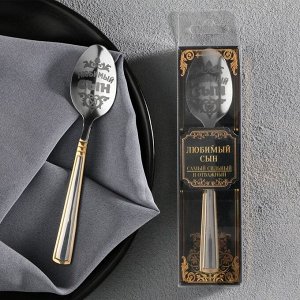 Ложка чайная с гравировкой «Любимый сын», в подарочной коробке, 3x14 см