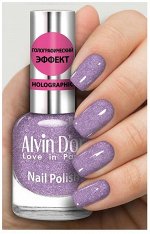 Alvin D`or Лак д/ногтей  ADN-07 Голографический т.727 Вечерняя фиалка 15мл. /12/