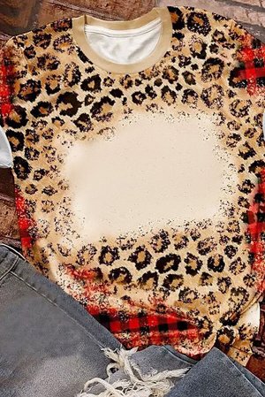 Леопардовая футболка с круглым вырезом и коротким рукавом