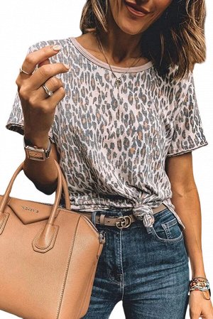 Леопардовая базовая футболка с круглым вырезом