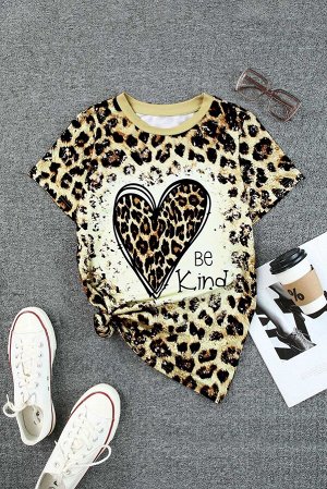 Леопардовая футболка из трикотажа с круглым вырезом