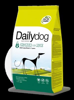 DailyDog Adult  LARGE BREED-для взрослых собак крупных пород с  курицей и рисом 3 кг.