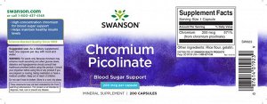 Хром Swanson Chromium Picolinate 200 мкг - 200 капсул