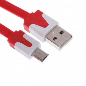 Кабель OXION DCC328, microUSB - USB, зарядка + передача данных, 1 м, плоский, красный 9326882