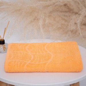 Полотенце махровое банное "Волна", размер 70х130 см, 300 г/м2, цвет оранжевый