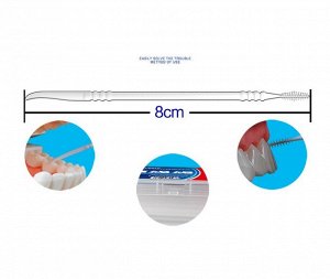 Зубочистки Длина изделия 8 см. В пластиковом кейсе 300 шт. Двусторонние. С одной стороны заостренный конец, с другой ершик.